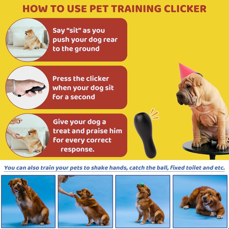JEROCK Store Dog Training Clickers with Wrist Strap, Training Clicker for Pet Like Dog Cat Horse Bird Dolphin Puppy, Big Buttons and Loud Sound (Black) - Image 2